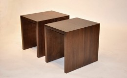 Minimalist Walnut Waterfall Style Wood Night Tables