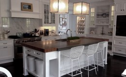 Wide Plank Island Top in a White Kitchen