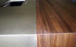 Walnut and Stainless Steel Kitchen Island Countertop
