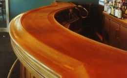 Curved Bar Top in Maple for a Commercial Wood Bar Top