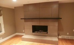 Paneled Concrete Fireplace Surround