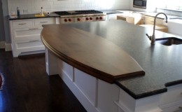 Wide Plank Walnut Ellipse-Shaped Countertop
