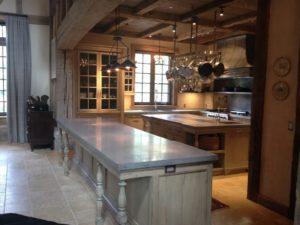 custom concrete countertops in country manor home
