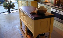 Galley Kitchen Island Wide Plank Wood Countertop