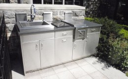 Stainless Steel Outdoor Kitchen with Custom Stainless Steel Cabinets