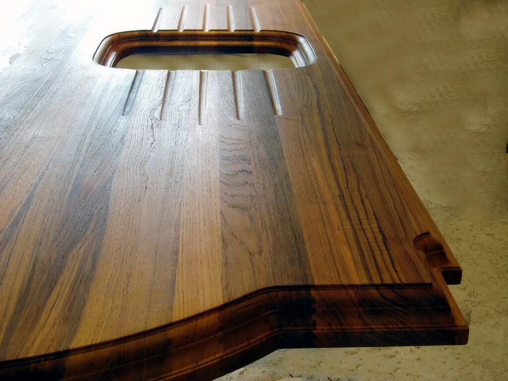 Edge Grain Teak Wood Countertop For Clive Christian Brooks Custom