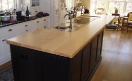 Maple Kitchen Island Wood Countertop in a White Kitchen