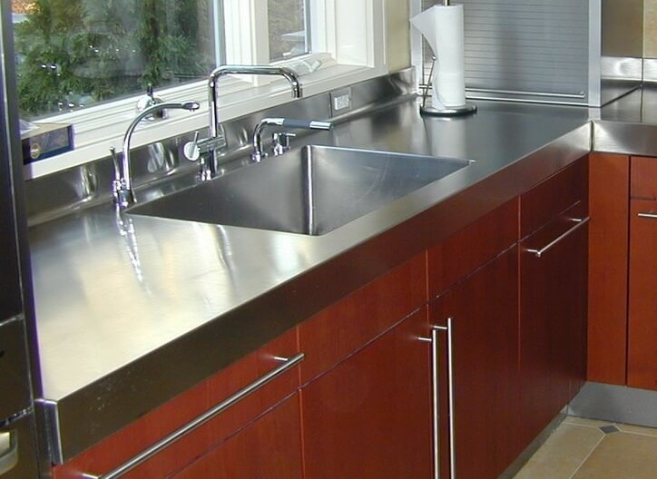 stainless steel sink and countertop