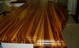 Wide Plank Zebra Wood Countertop Cloe-Up