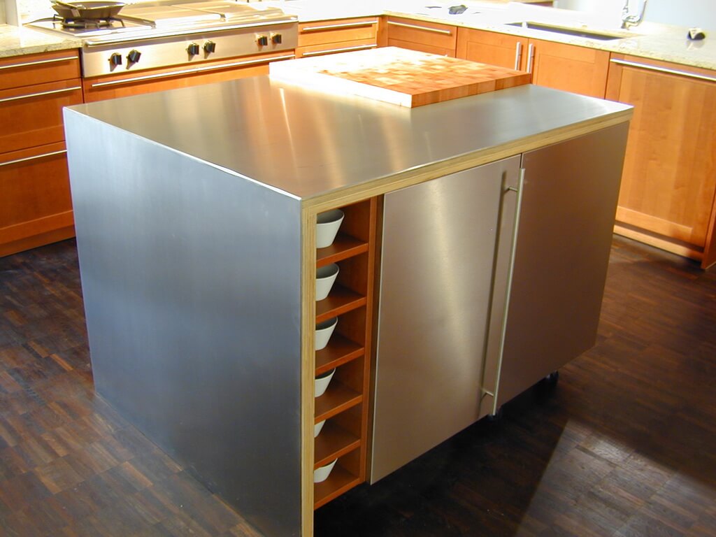 Kitchen Island Designs with Stainless Steel Countertop