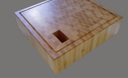End Grain Maple Butcher Block Wood Countertop with Juice Groove and Waste Chute
