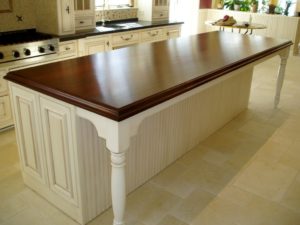 classic teak kitchen island wood countertop with ogee edge profile