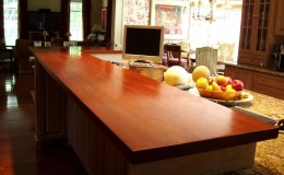 Cherry Wide Plank Wood Countertop Raised Bar Top