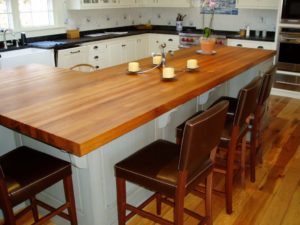 l-shaped wood countertop cherry edge grain butcherblock island counter top
