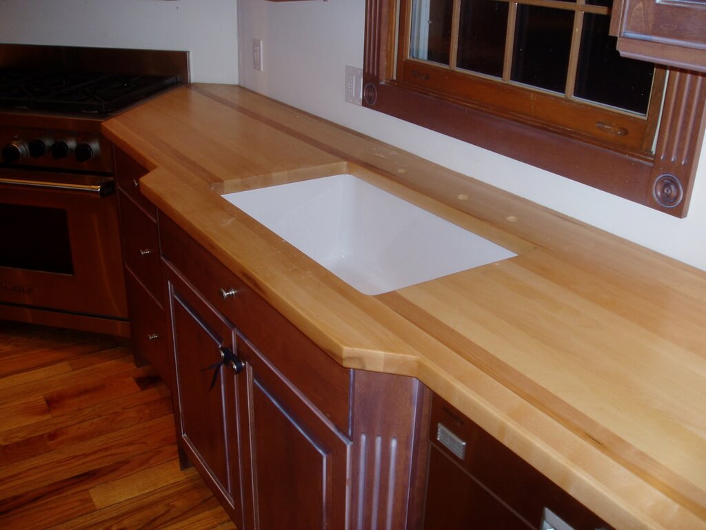 Edge Grain Wood Countertop With Undermount Sink Brooks Custom