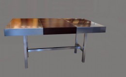Custom Stainless Steel Table with Walnut Insert