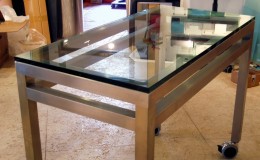 Stainless Steel Table with Glass Top