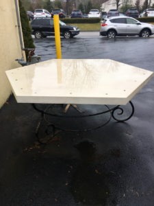 exterior concrete table top, outdoor concrete table, white concrete table top