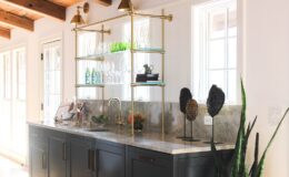 6 Brass and Glass Shelving Contemporary Sink Top